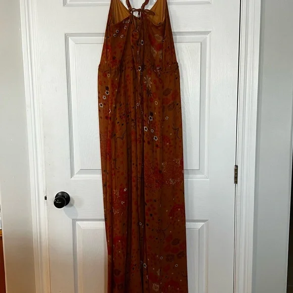 Zara Rust Floral Maxi Dress - Picture 4 of 5